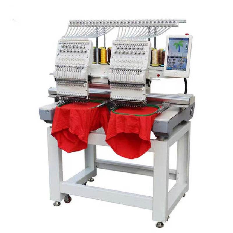 Latest Popular 2 Heads 15 Needles Flat Garment Pillow Towel Bag T-shirt Cap Embroidery Machine